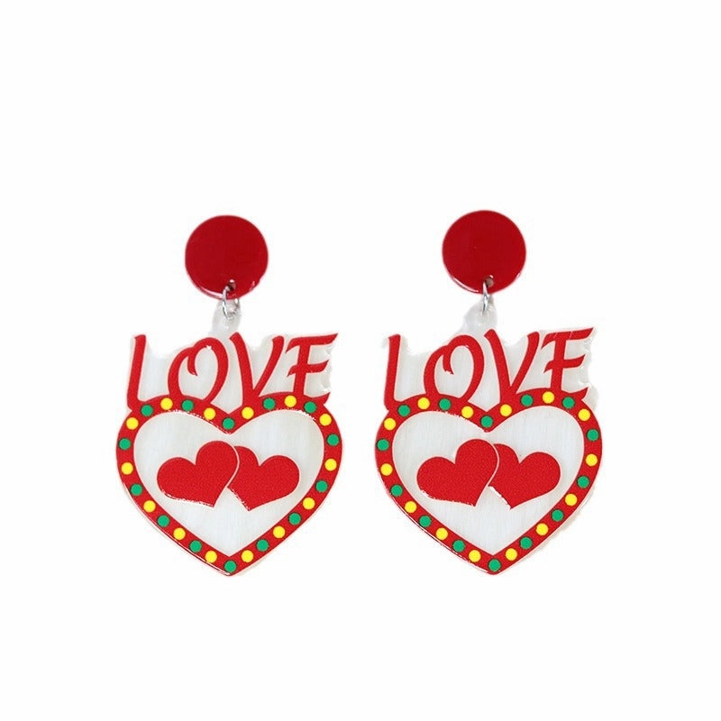 Wholesale Valentine's Day Transparent Color Love Letter Butterfly Fishbone Acrylic Earrings