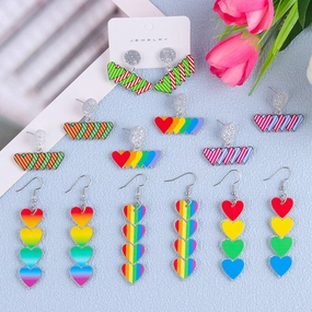 Wholesale Valentine's Day Vertical Rainbow Heart Acrylic Simple Personality Earrings