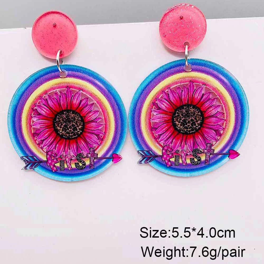 Wholesale Valentine's Day West Highland Cow Rainbow Acrylic Pink Envelope Love Balloon Earrings