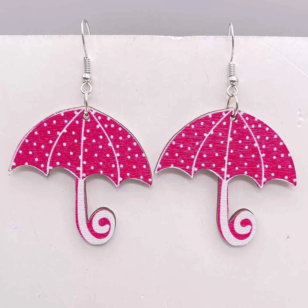 Wholesale Valentine's Day Western Style Cowboy Hat Wooden Earrings Pink Love Coffee Cup Earrings