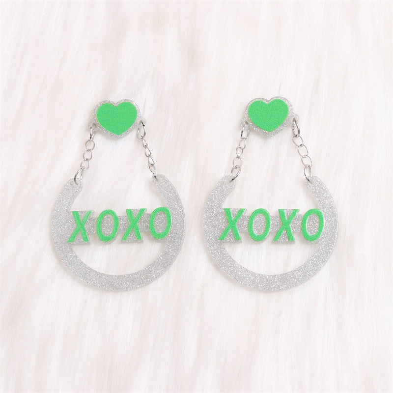 Wholesale Valentine's Day XOXO Heart Acrylic Earrings