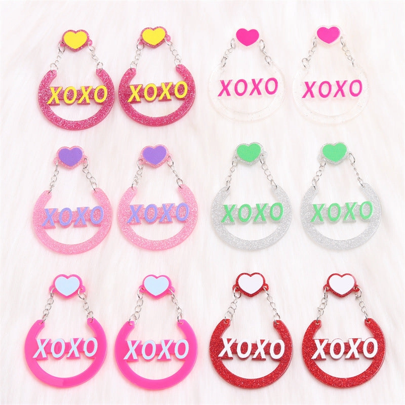 Wholesale Valentine's Day XOXO Heart Acrylic Earrings