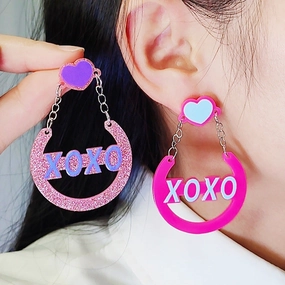 Wholesale Valentine's Day XOXO Heart Acrylic Earrings