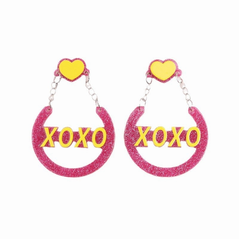 Wholesale Valentine's Day XOXO Heart Acrylic Earrings