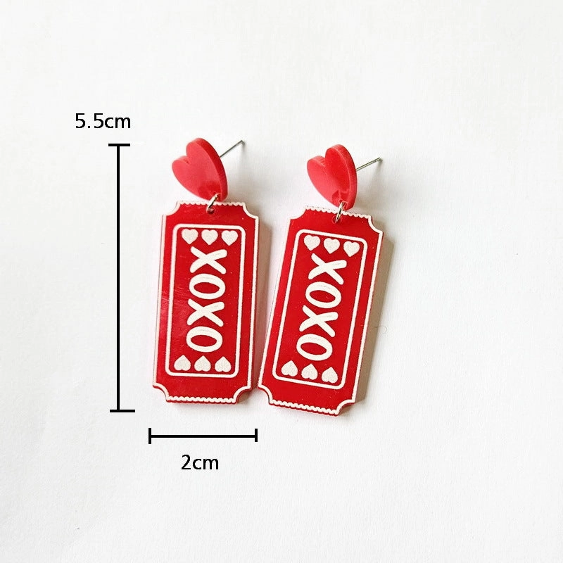Wholesale Valentine's Day XOXO Heart Acrylic Earrings
