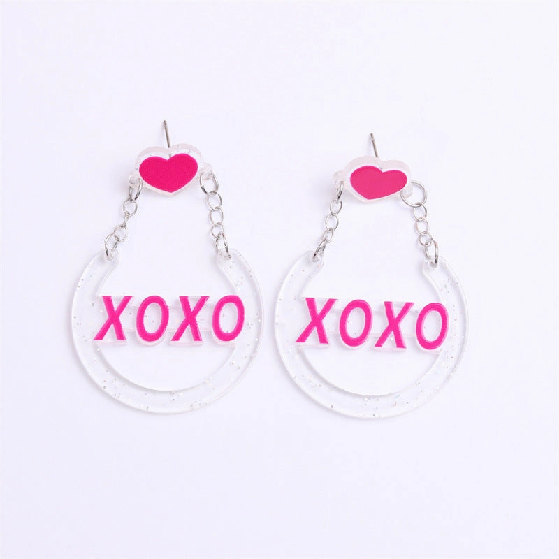 Wholesale Valentine's Day XOXO Heart Acrylic Earrings