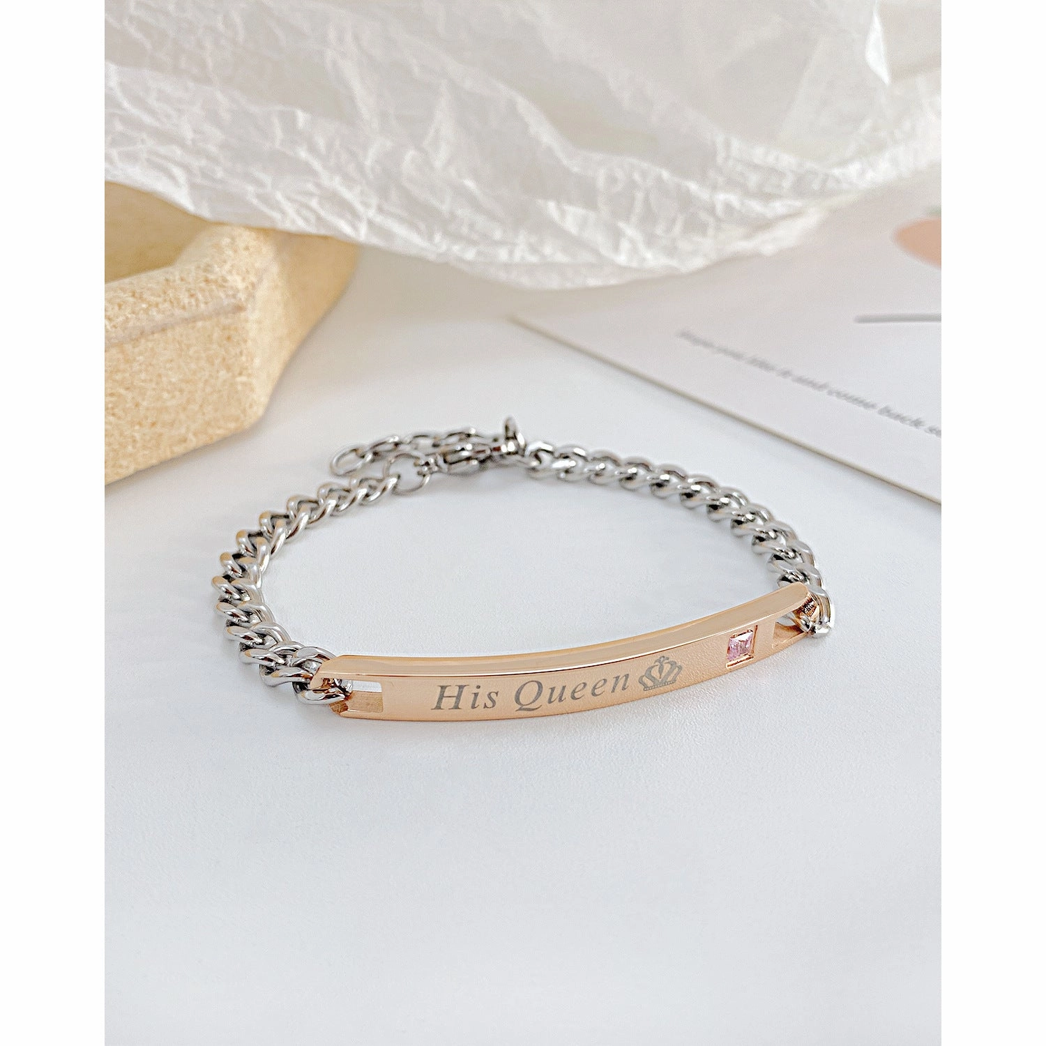 Wholesale Valentine's Day Zircon Titanium Steel Bracelet