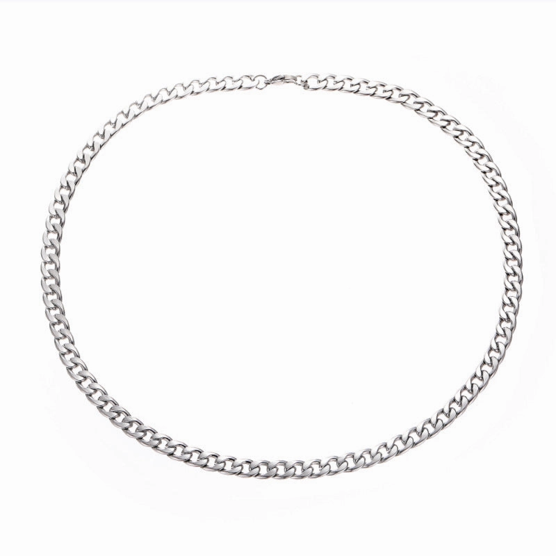 Wholesale versatile necklaces, American men's collarbone chains, titanium steel Cuban chains