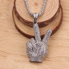 Wholesale Victory Sign Alloy Necklace