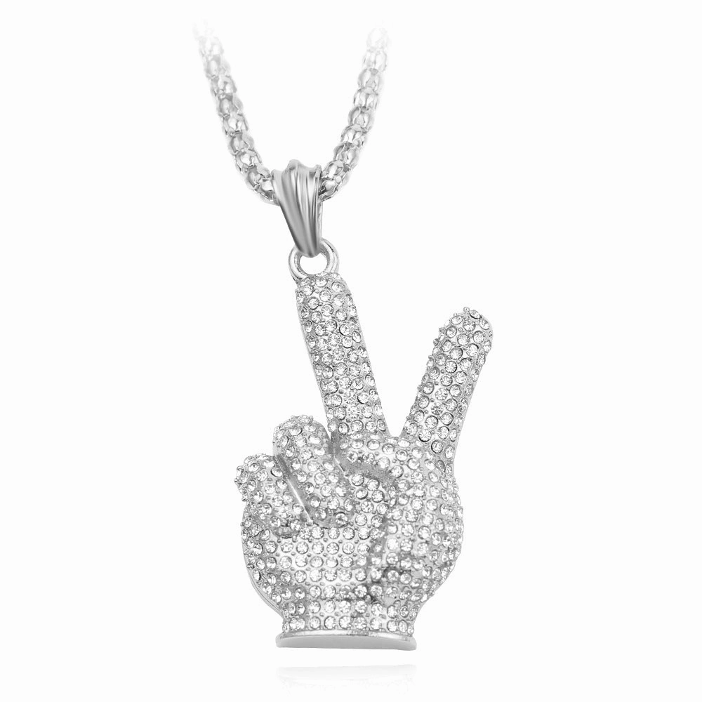 Wholesale Victory Sign Alloy Necklace