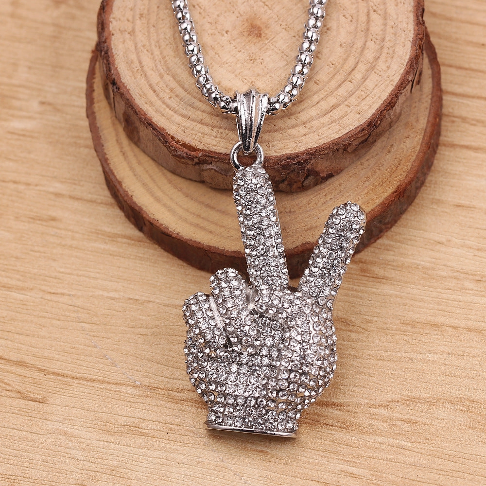 Wholesale Victory Sign Alloy Necklace