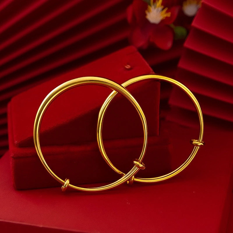 Wholesale Vietnam Shajin Round Belly Brass Glossy Gold Plated Bracelet