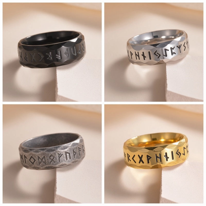 Wholesale Viking Rune Titanium Steel Vintage Men's Ring