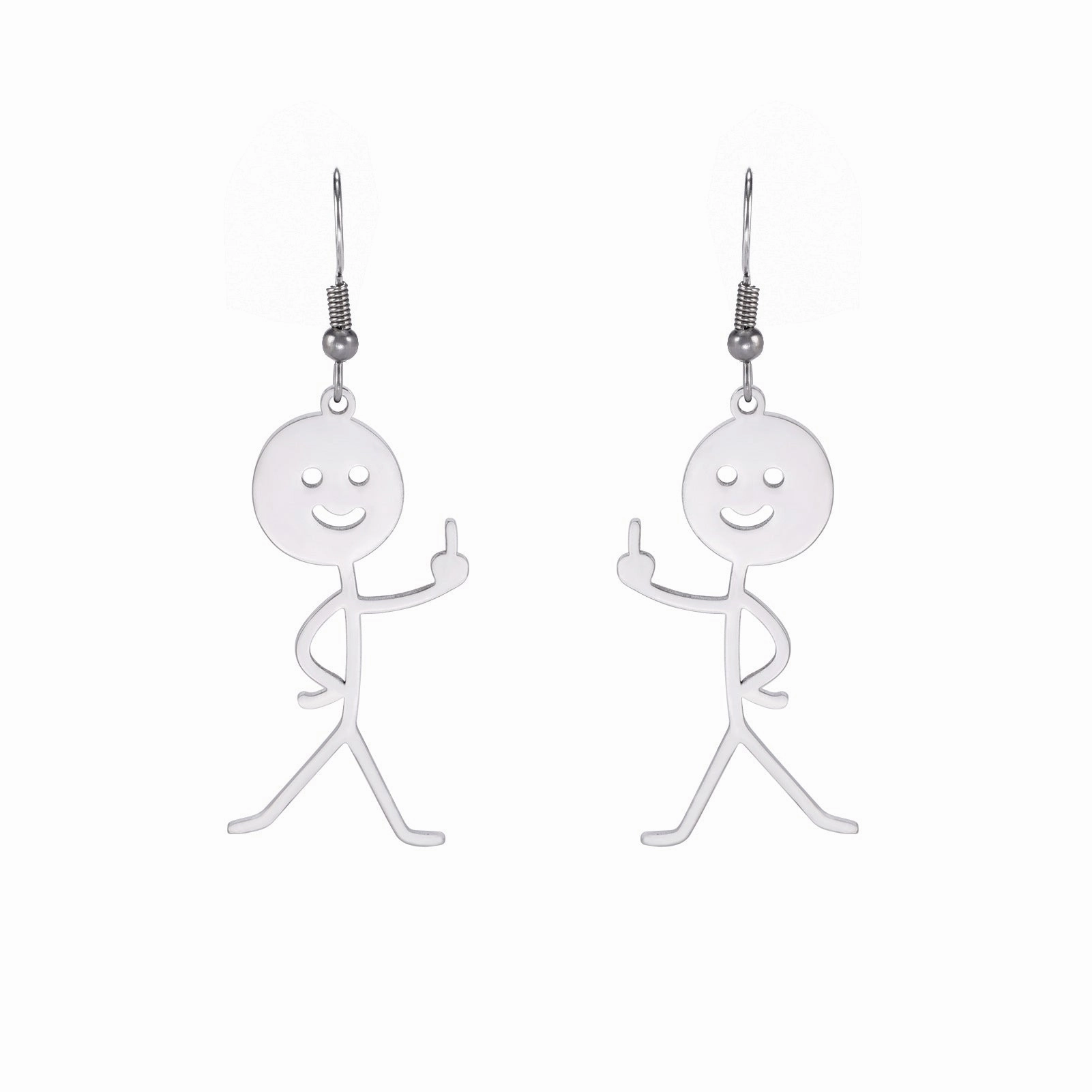 Wholesale Villain Funny Middle Finger Stainless Steel Earrings