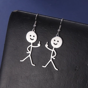 Wholesale Villain Funny Middle Finger Stainless Steel Earrings