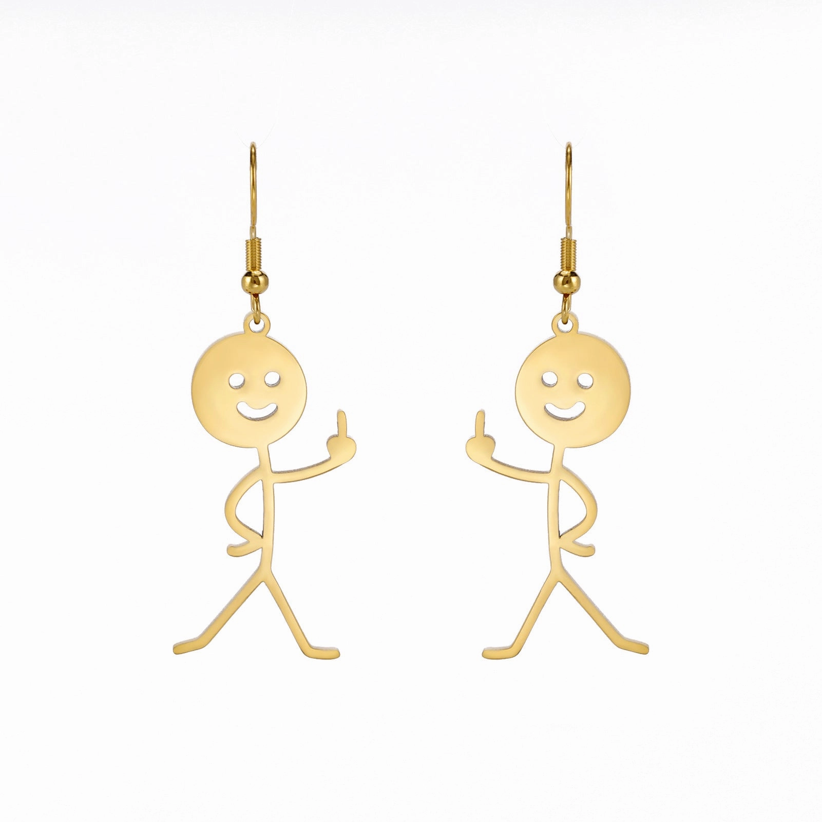 Wholesale Villain Funny Middle Finger Stainless Steel Earrings