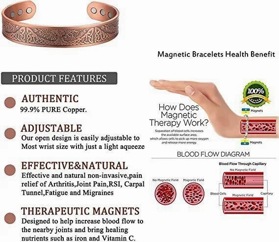 Wholesale Vintage Alloy Bracelet Magnetic Therapy Hand Ring Fashion Accessory