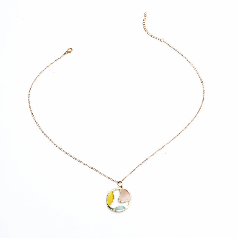 Wholesale Vintage Alloy Oil Dripping Hollow Earrings Necklace Jewelry Set
