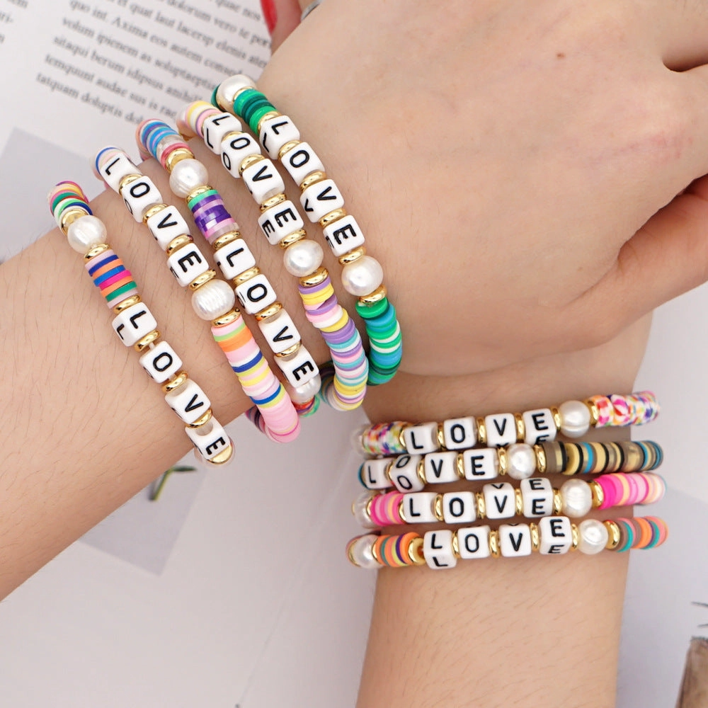 Wholesale Vintage Alphabet Pearl Bracelet