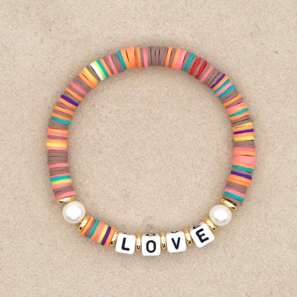 Wholesale Vintage Alphabet Pearl Bracelet