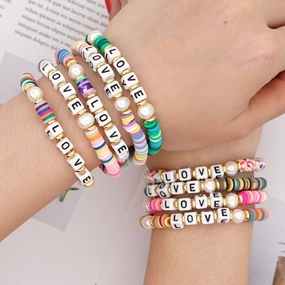 Wholesale Vintage Alphabet Pearl Bracelet
