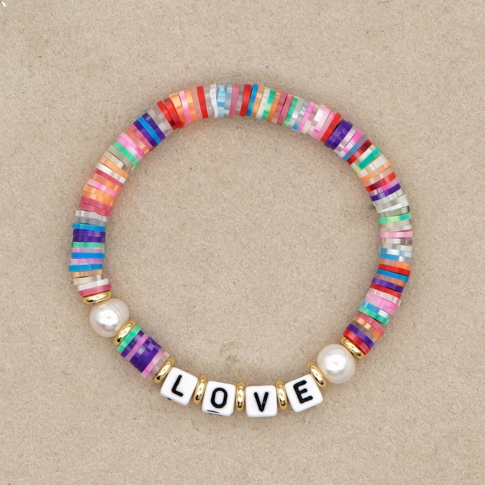 Wholesale Vintage Alphabet Pearl Bracelet