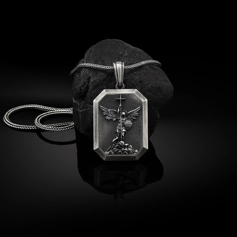 Wholesale Vintage Angel Guard Tag Alloy Necklace