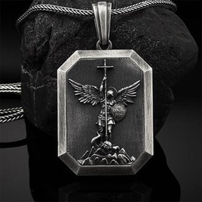 Wholesale Vintage Angel Guard Tag Alloy Necklace