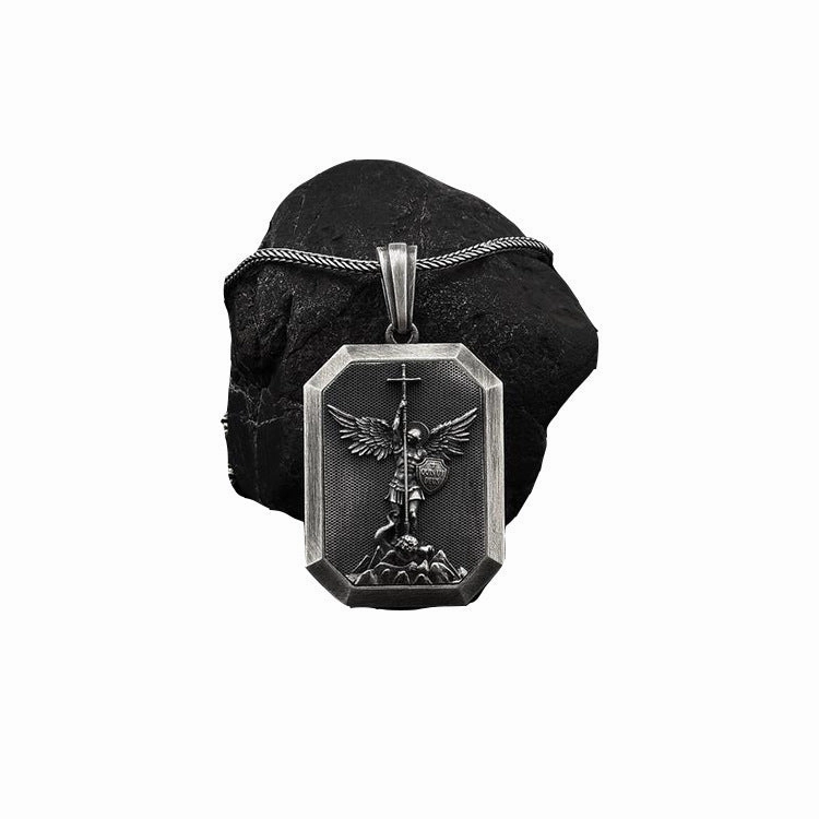 Wholesale Vintage Angel Guard Tag Alloy Necklace