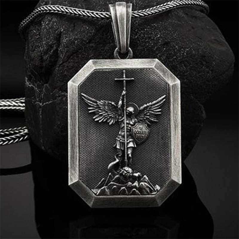 Wholesale Vintage Angel Guard Tag Alloy Necklace
