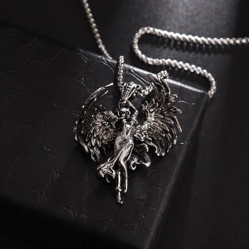 Wholesale Vintage Angel Wings Pendant Alloy Necklace