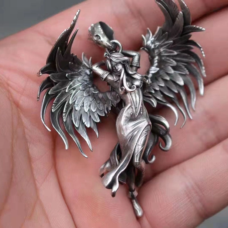 Wholesale Vintage Angel Wings Pendant Alloy Necklace