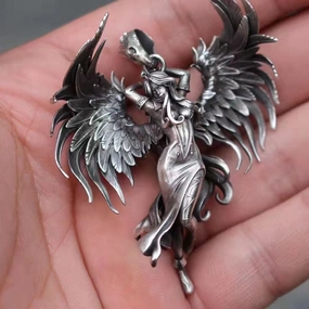 Wholesale Vintage Angel Wings Pendant Alloy Necklace
