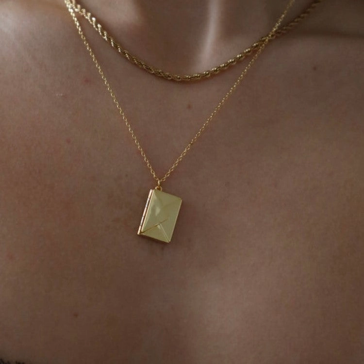 Wholesale Vintage Art Envelope Letter Stainless Steel Necklace