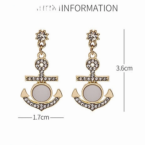Wholesale Vintage Baroque Anchor Zircon Shell Alloy Ear Studs