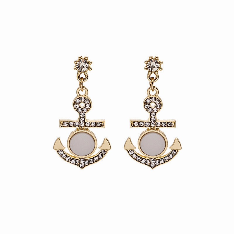 Wholesale Vintage Baroque Anchor Zircon Shell Alloy Ear Studs