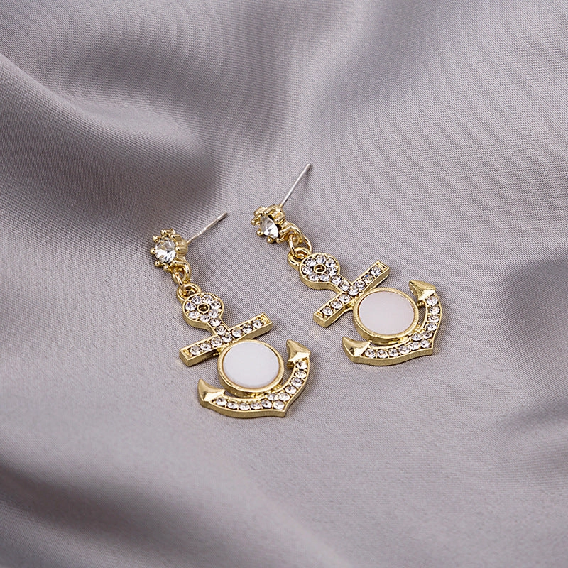 Wholesale Vintage Baroque Anchor Zircon Shell Alloy Ear Studs
