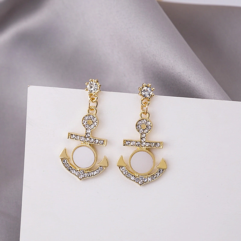 Wholesale Vintage Baroque Anchor Zircon Shell Alloy Ear Studs