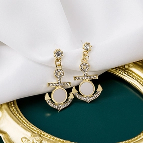 Wholesale Vintage Baroque Anchor Zircon Shell Alloy Ear Studs