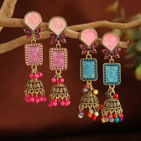Wholesale Vintage Bell Handmade Colorful Oil Dripping Alloy Earrings