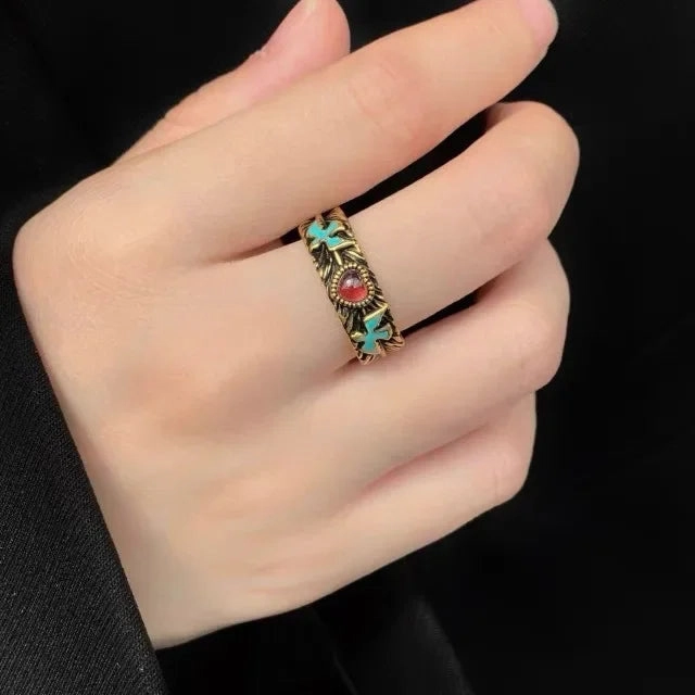 Wholesale Vintage bird mouth distressed heart open ring