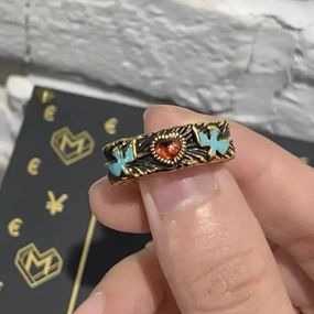 Wholesale Vintage bird mouth distressed heart open ring