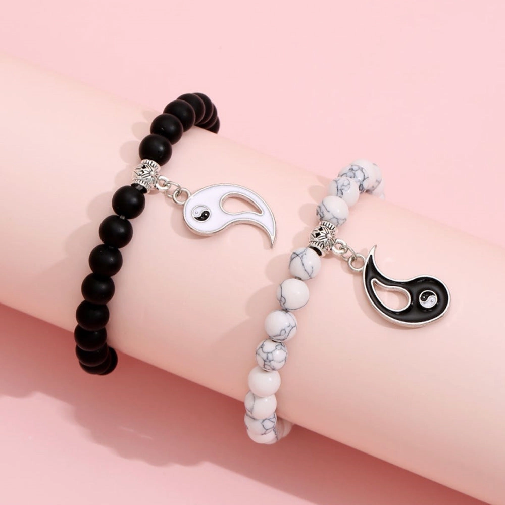 Wholesale Vintage Black & White Stone Alloy Bracelet