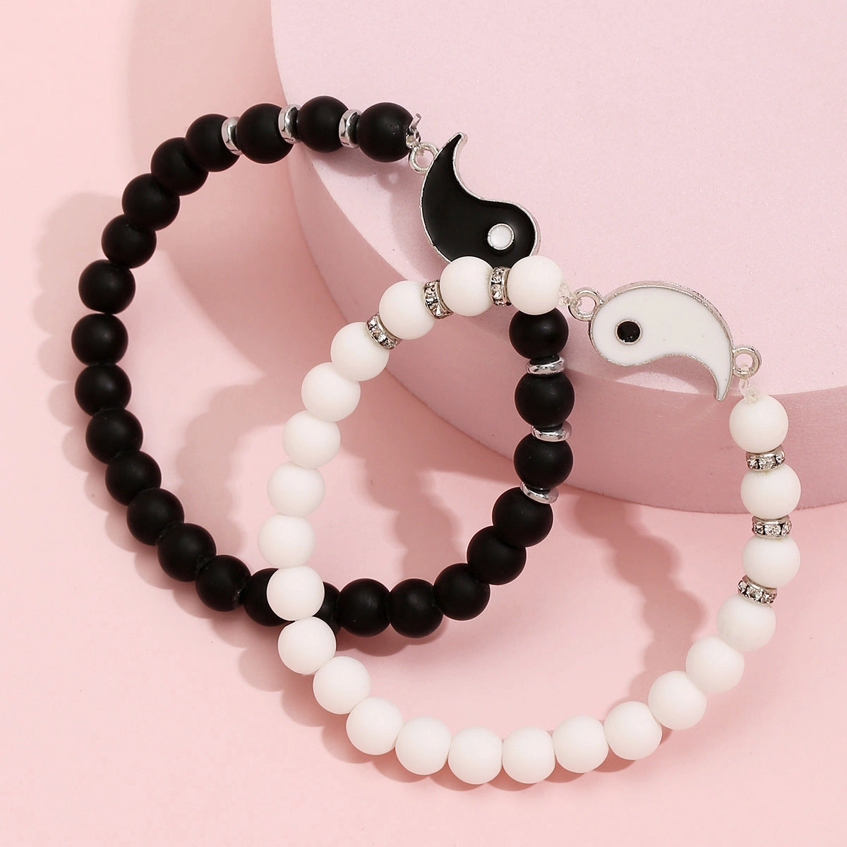 Wholesale Vintage Black & White Stone Alloy Bracelet