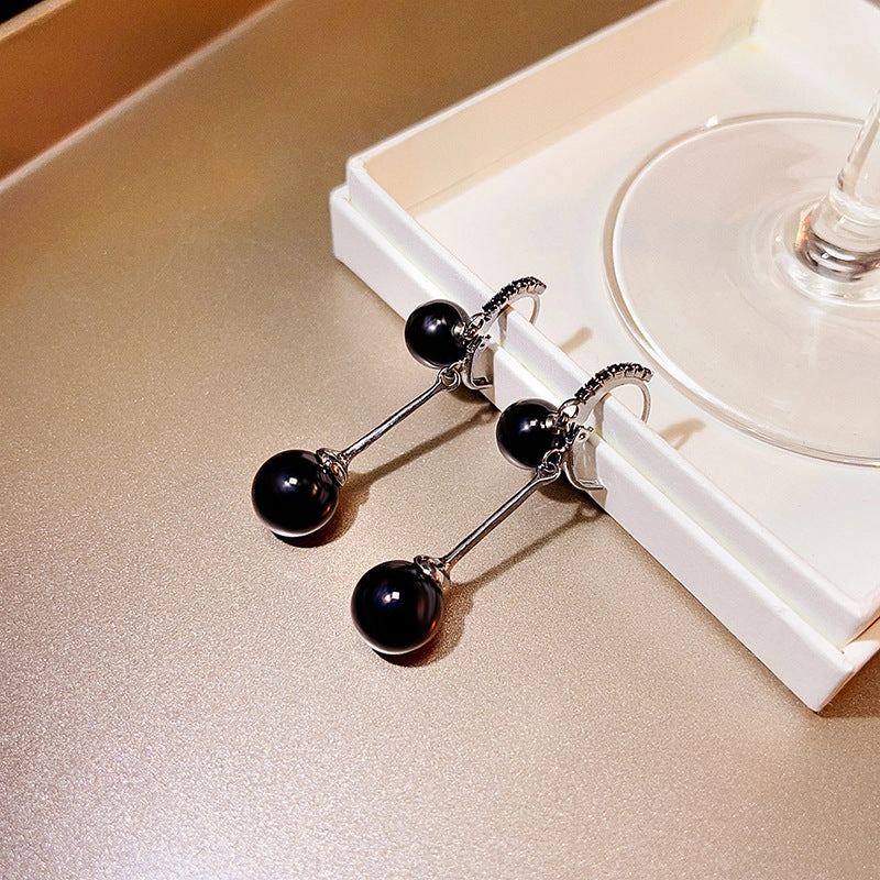 Wholesale Vintage Black Pearl Alloy Earrings