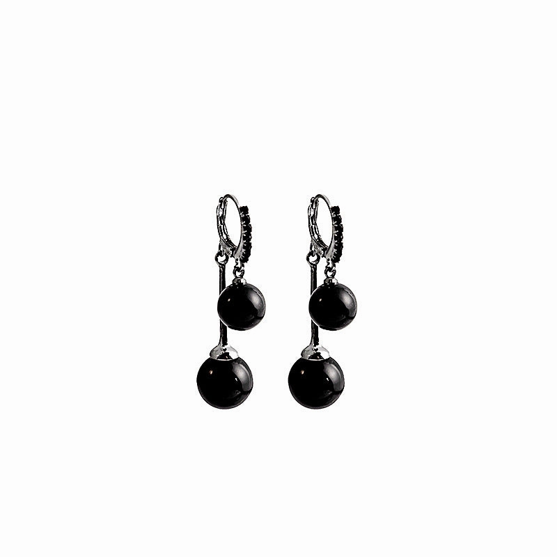 Wholesale Vintage Black Pearl Alloy Earrings