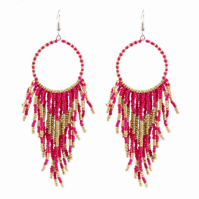 Wholesale Vintage Bohemian Long Bead Earrings