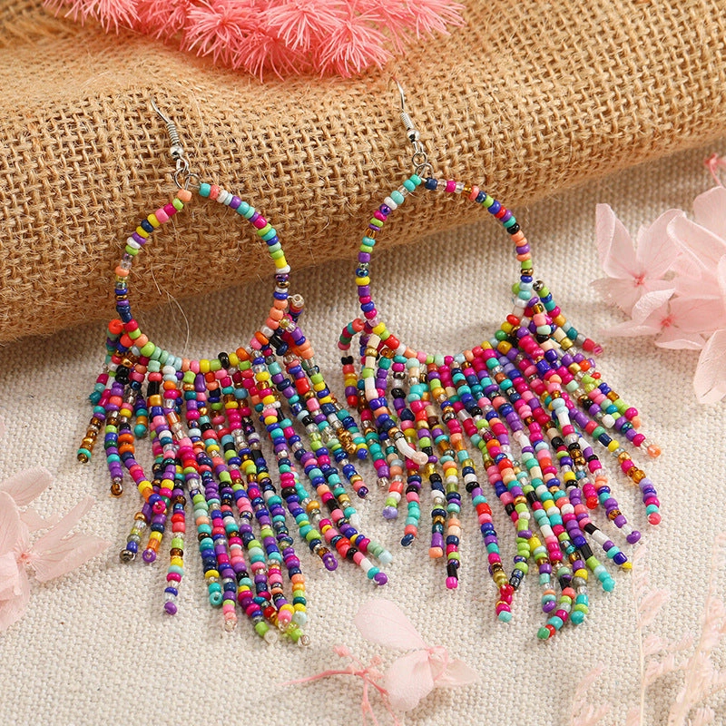 Wholesale Vintage Bohemian Long Bead Earrings