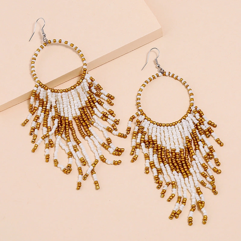 Wholesale Vintage Bohemian Long Bead Earrings