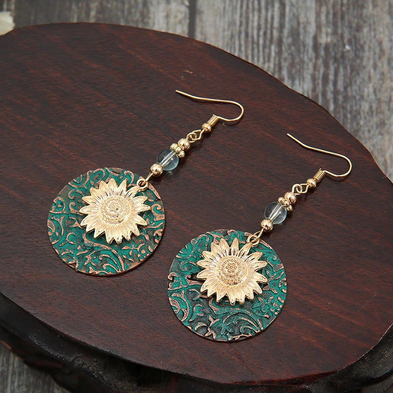 Wholesale Vintage Bohemian Sunflower Alloy Earrings